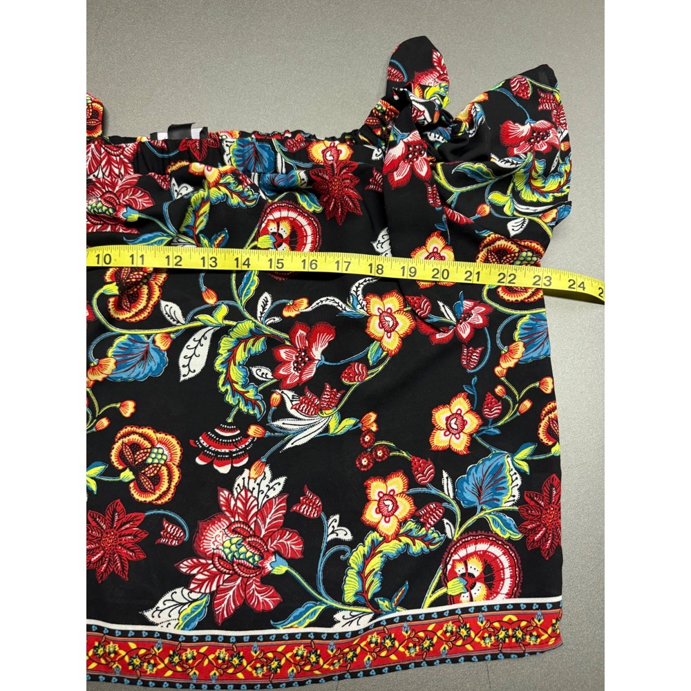 By & By Floral Off The Shoulder Tie Sleeve Blouse Black Multi Color Medium - Picture 3 of 9